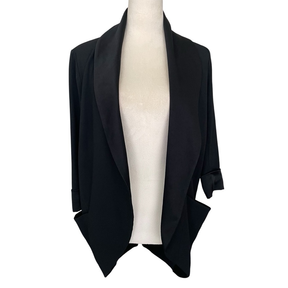 Wilfred Aritzia Size 0 Chevalier Black Blazer Jacket Open Front Pockets Resort